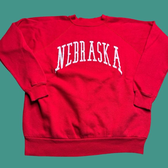 WOLF Other - Vintage Nebraska Sweatshirt Mens Large Red White Raglan College USA Crafted